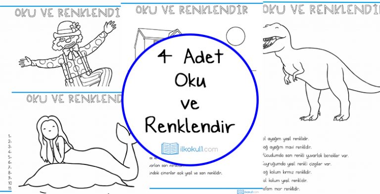 4 Adet Ozgun Oku Ve Renklendir Calismasi Sinif Ogretmenleri Icin