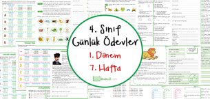 4. Sınıf Günlük Ödevler 1. Dönem 7. Hafta