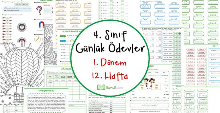 4 Sinif Gunluk Odevler 1 Donem 12 Hafta Sinif Ogretmenleri