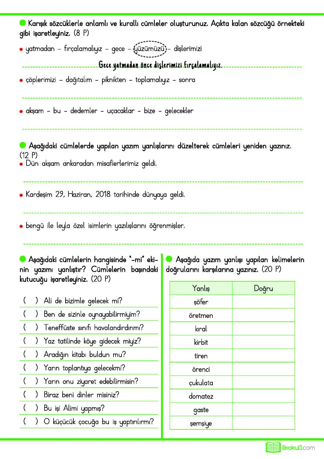 2. Sınıf Günlük Ödevler 2. Dönem 7. Hafta – Sınıf Öğretmenleri İçin ...