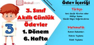 3. Sınıf Günlük Ödevler 1. Dönem 6. Hafta