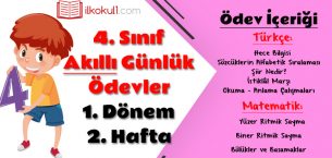 4. Sınıf Günlük Ödevler 1. Dönem 2. Hafta