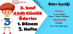 3. Sınıf Günlük Ödevler 1. Dönem 5. Hafta