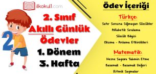 2. Sınıf Günlük Ödevler 1. Dönem 3. Hafta