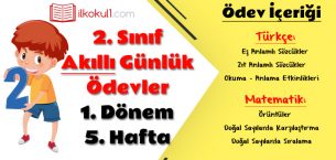 2. Sınıf Günlük Ödevler 1. Dönem 5. Hafta