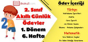 2. Sınıf Günlük Ödevler 1. Dönem 6. Hafta