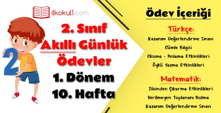 2. Sınıf Günlük Ödevler 1. Dönem 10. Hafta