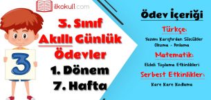 3. Sınıf Günlük Ödevler 1. Dönem 7. Hafta