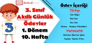 3. Sınıf Günlük Ödevler 1. Dönem 10. Hafta