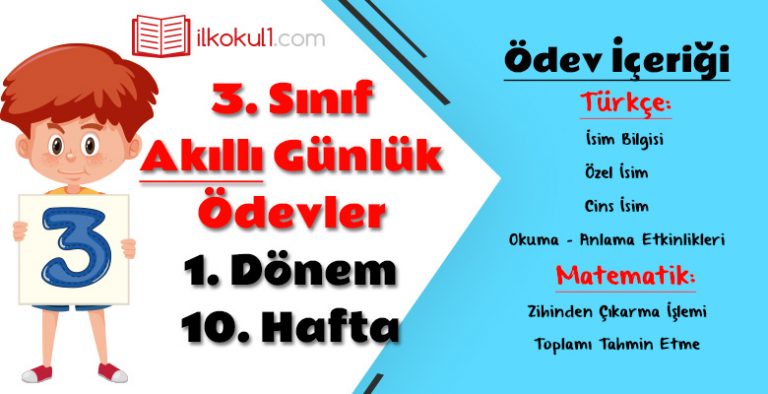 3. Sınıf Günlük Ödevler 1. Dönem 10. Hafta