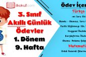 3. Sınıf Günlük Ödevler 1. Dönem 9. Hafta