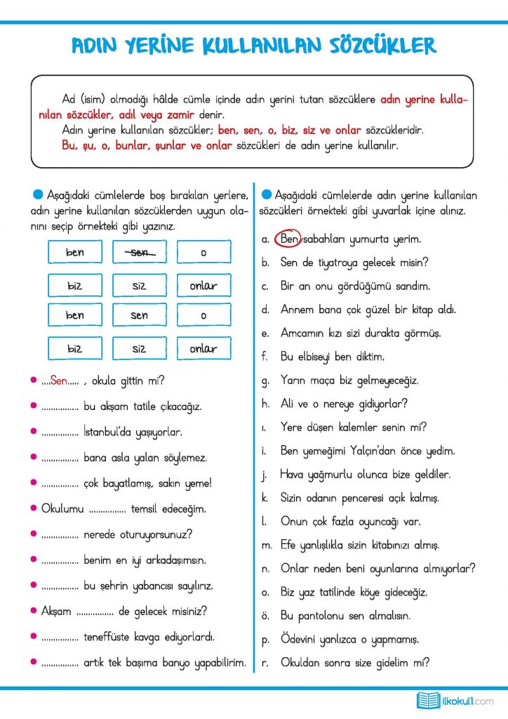 3. Sınıf Günlük Ödevler 1. Dönem 15. Hafta | Sınıf Öğretmenleri İçin