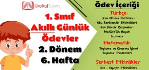 1. Sınıf Günlük Ödevler 2. Dönem 6. Hafta