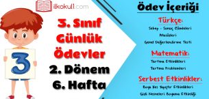 3. Sınıf Günlük Ödevler 2. Dönem 6. Hafta