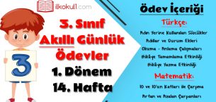 3. Sınıf Günlük Ödevler 1. Dönem 14. Hafta